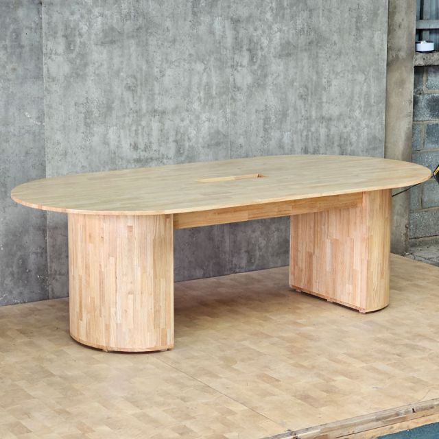 Bàn họp hình Oval 240x120cm gỗ cao su BH68011
