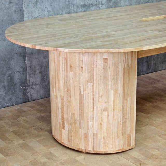 Bàn họp hình Oval 240x120cm gỗ cao su BH68011