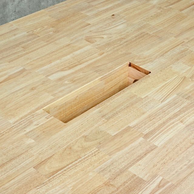 Bàn họp hình Oval 240x120cm gỗ cao su BH68011
