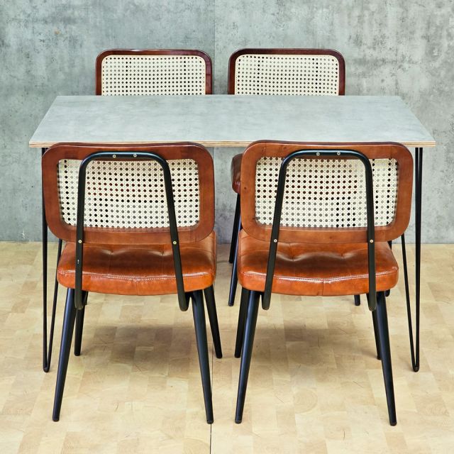 Combo bàn ăn chữ nhật và 4 ghế Copine BBA191