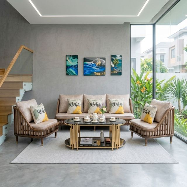 Bộ Bàn Ghế Sofa Nan Gỗ CBSF68025
