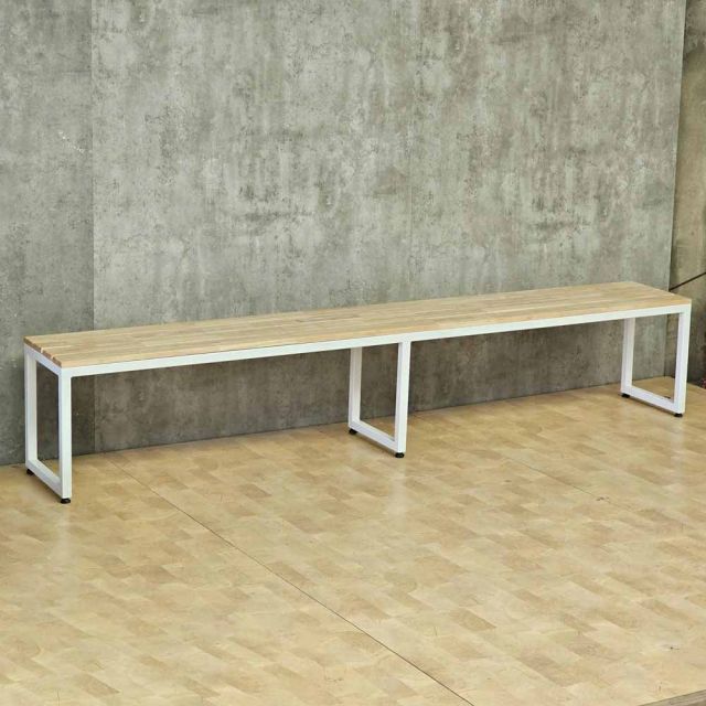 Ghế băng dài 240x35cm gỗ cao su chân sắt GBD076