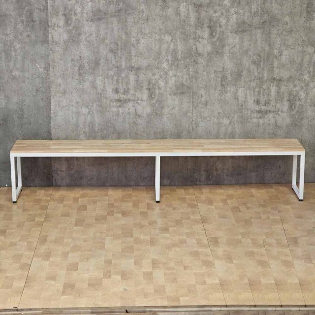 Ghế băng dài 240x35cm gỗ cao su chân sắt GBD076