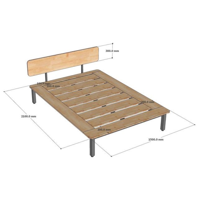 Giường cho nệm 140x200cm gỗ cao su GN68070