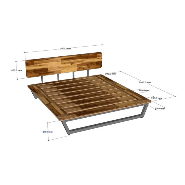 Giường ngủ cho nệm 180x200cm gỗ tràm GN68073