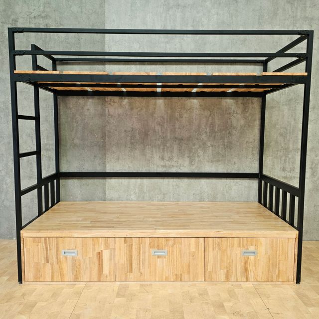 Giường tầng lắp ráp 80x200cm gỗ cao su GT020