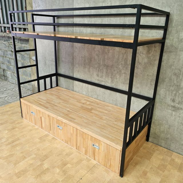 Giường tầng lắp ráp 80x200cm gỗ cao su GT020