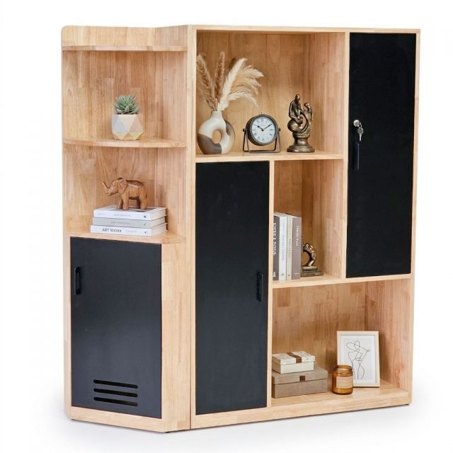 Kệ trang trí 130x40x155cm gỗ cao su KTT68082