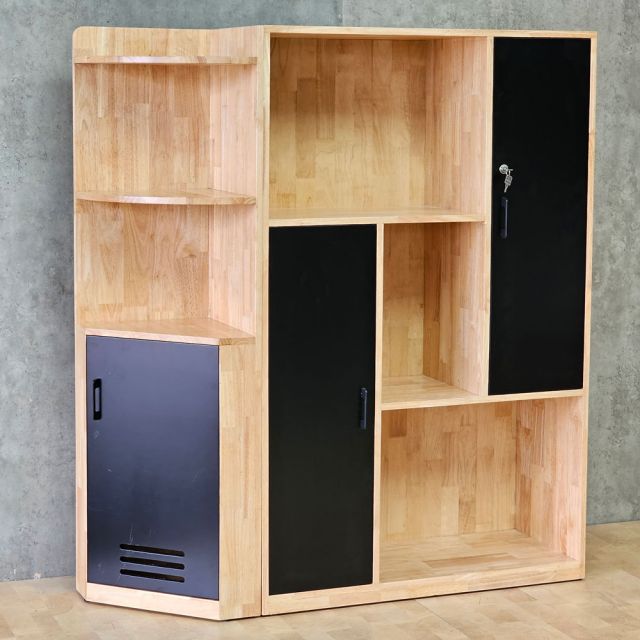 Hệ kệ trang trí 130x40x155cm gỗ cao su KTT68082