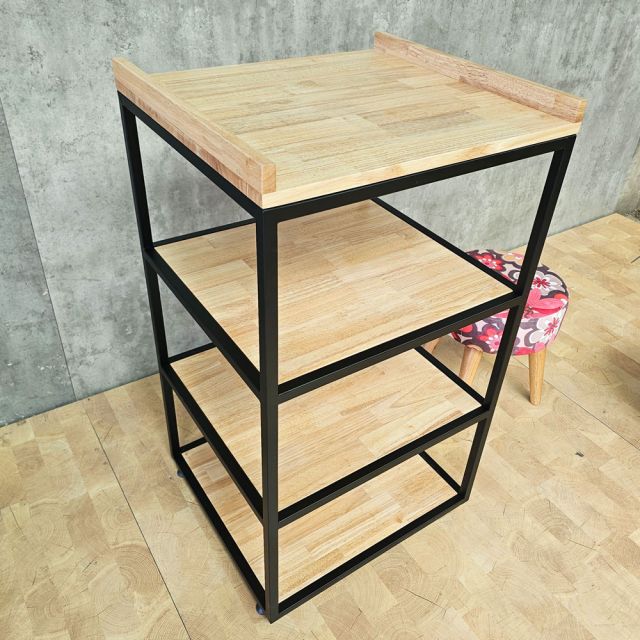 Kệ nhà bếp 4 tầng 55x45x90cm gõ cao su khung chân sắt KB68091