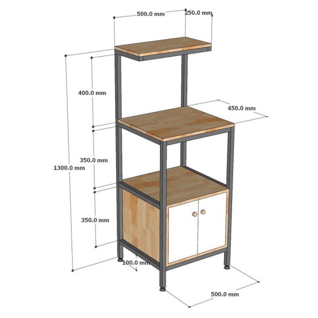 Kệ nhà bếp 50x45x130cm gỗ cao su KTB68275
