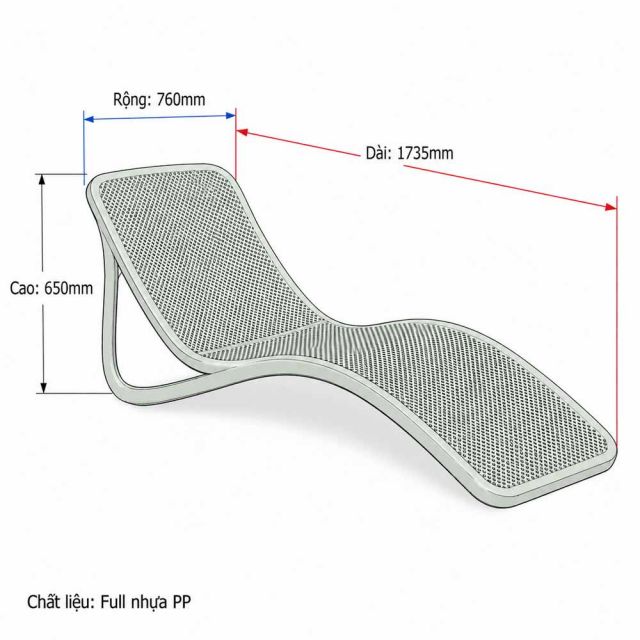 Ghế nhựa dài dành cho hồ bơi GNT007