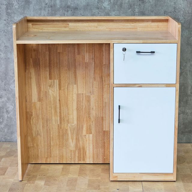 Quầy tính tiền có kệ trưng bày gỗ cao su BLT68033