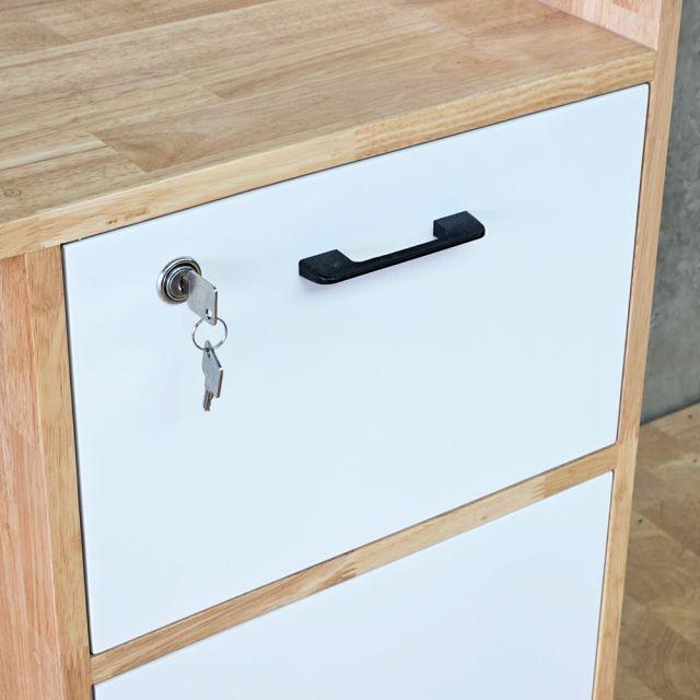 Quầy tính tiền có kệ trưng bày gỗ cao su BLT68033