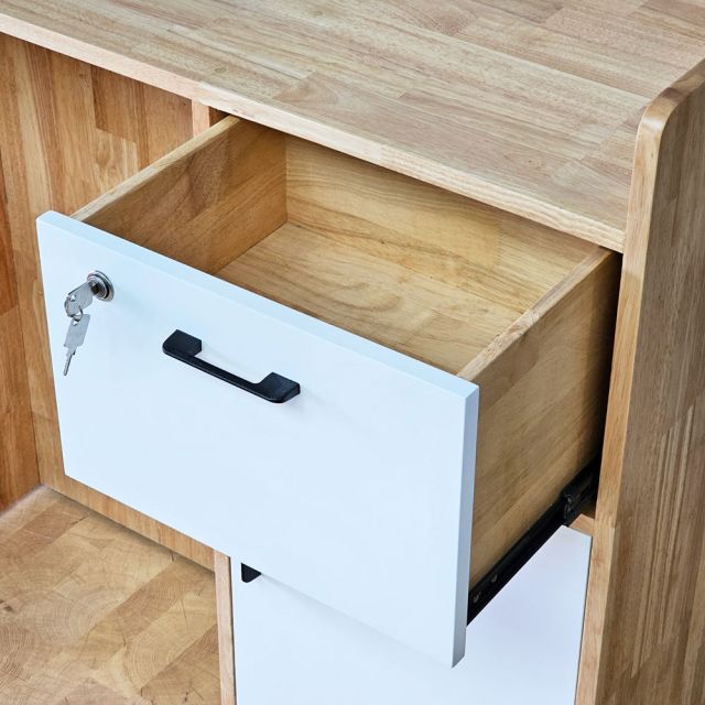 Quầy tính tiền có kệ trưng bày gỗ cao su BLT68033