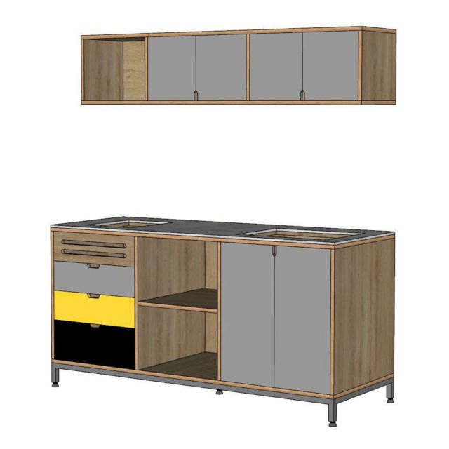 Bộ tủ bếp ngang 160cm gỗ plywood BTB68022