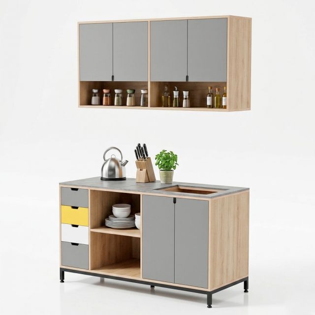 Bộ tủ bếp ngang 140cm gỗ plywood BTB68023