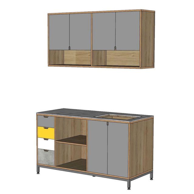 Bộ tủ bếp ngang 140cm gỗ plywood BTB68023
