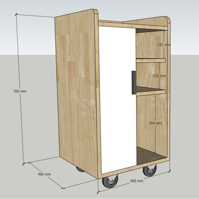 Tủ cá nhân di động 40x40x80cm gỗ cao su TCN68097