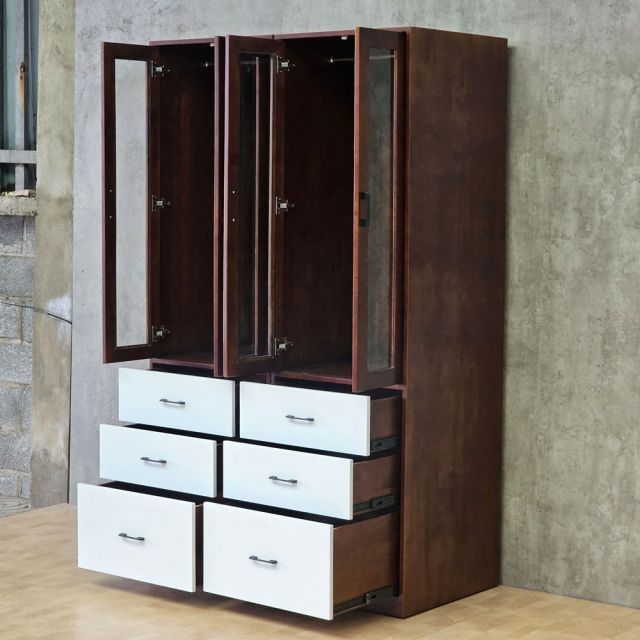 Tủ quần áo đôi 120x60x200cm gỗ cao su TQA68100