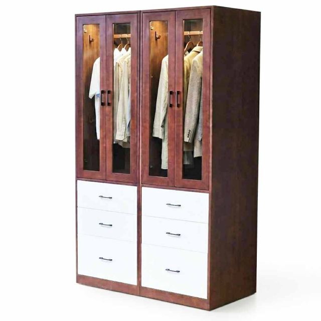 Tủ quần áo đôi 120x60x200cm gỗ cao su TQA68100
