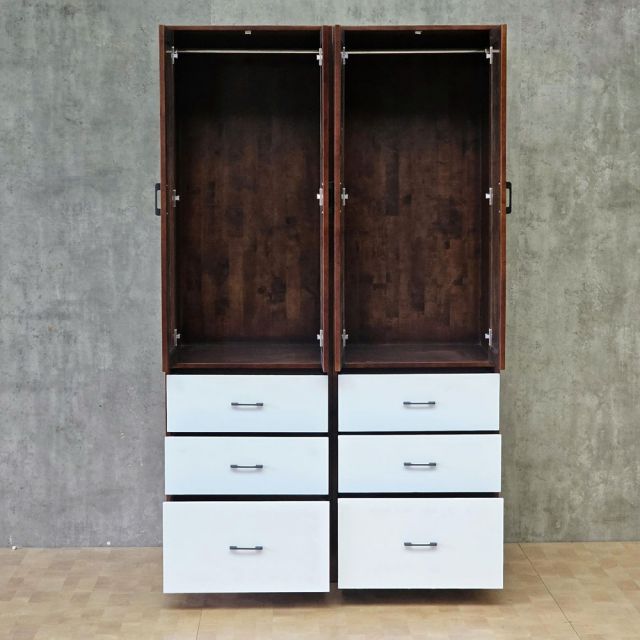 Tủ quần áo đôi 120x60x200cm gỗ cao su TQA68100