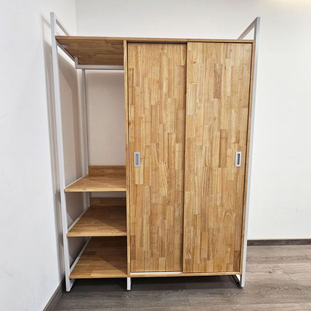 Tủ quần áo 140x55x200cm gỗ cao su TQA68098