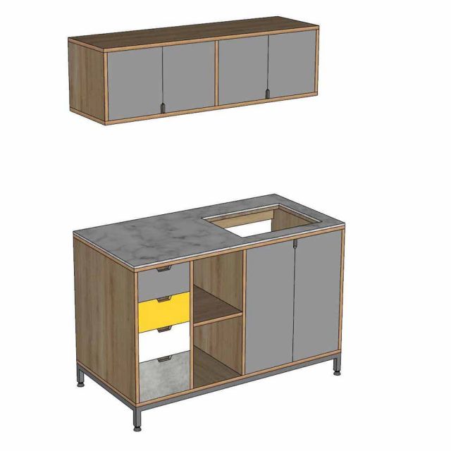 Bộ tủ bếp mini gỗ plywood BTB68021
