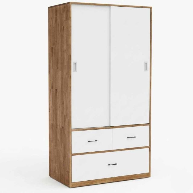 Tủ quần áo cửa lùa có hộc kéo gỗ cao su TQA68039