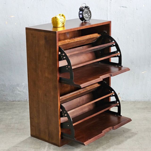 Tủ gỗ để giày 2 ngăn 60x30x82cm gỗ cao su KG68016