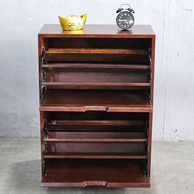 Tủ gỗ để giày 2 ngăn 60x30x82cm gỗ cao su KG68016