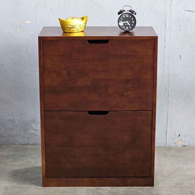 Tủ gỗ để giày 2 ngăn 60x30x82cm gỗ cao su KG68016