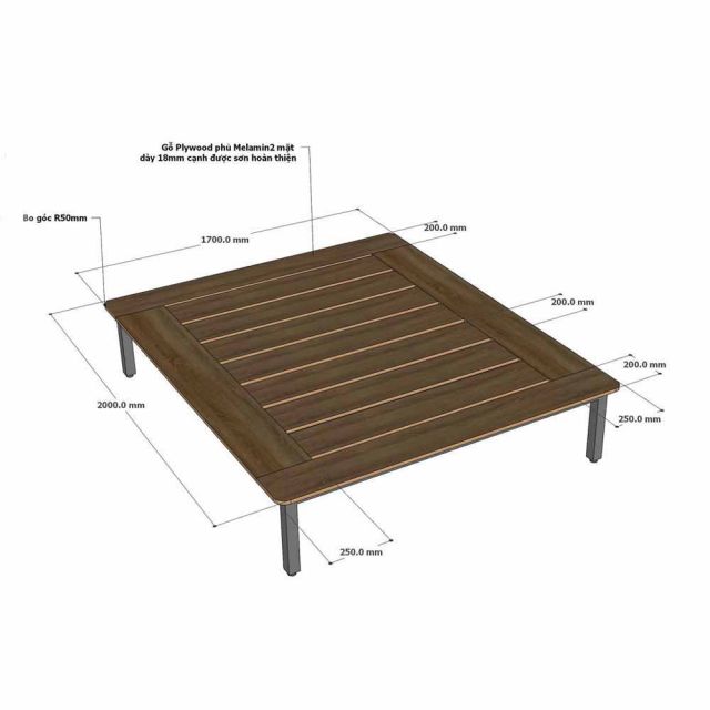 Giường ngủ lắp ráp 170x200x42cm gỗ plywood GN68077