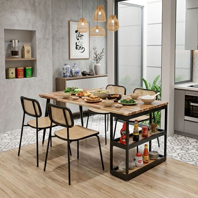 Bàn ăn liền kệ 160x80 gỗ tự nhiên BA68270