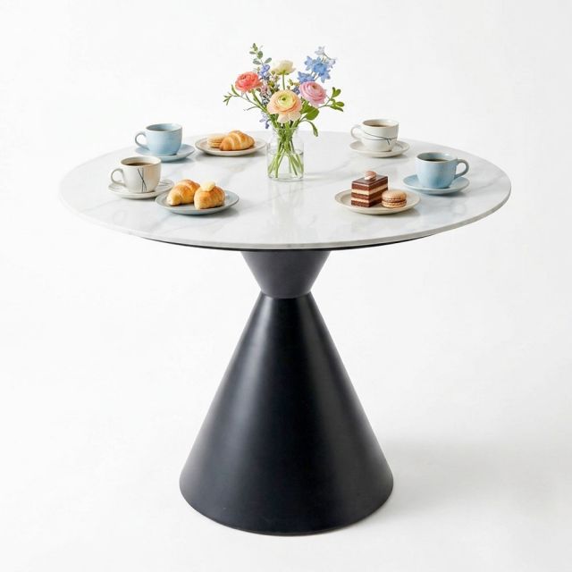 Bàn cafe tròn 90cm mặt ceramic chân sắt CFD68290