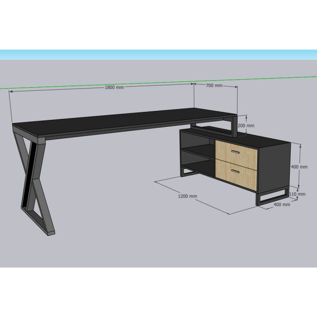 Bàn gác tủ 180x120cm gỗ cao su chân chữ X BD68193