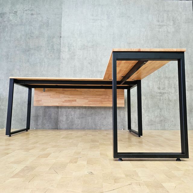 Bàn góc chữ L 170x180cm gỗ cao su hệ Rectang HBRT139