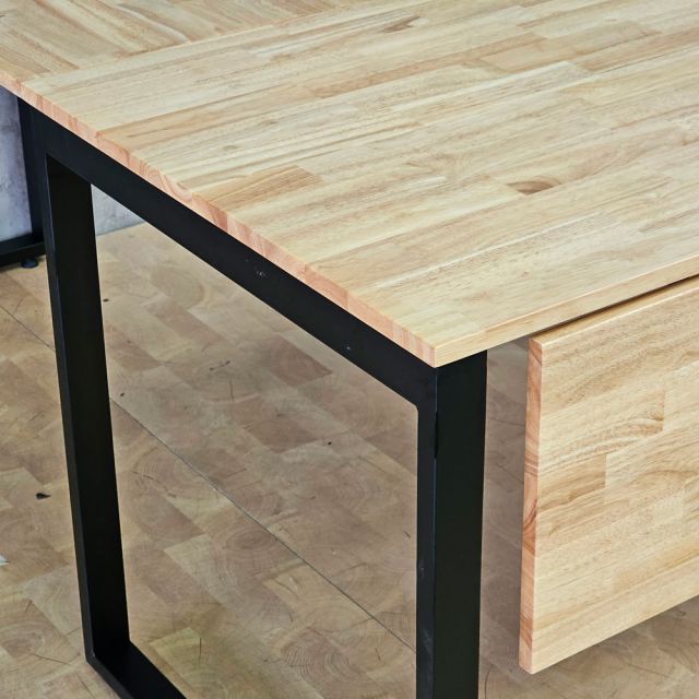 Bàn góc chữ L 170x180cm gỗ cao su hệ Rectang HBRT139