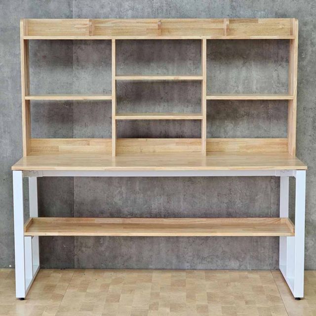 Bàn học liền kệ sách 160x60x155cm gỗ cao su FD68092