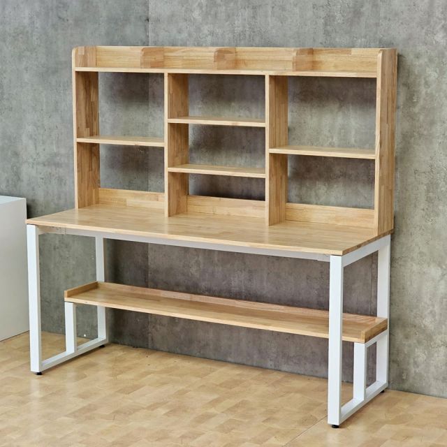 Bàn học liền kệ sách 160x60x155cm gỗ cao su FD68092