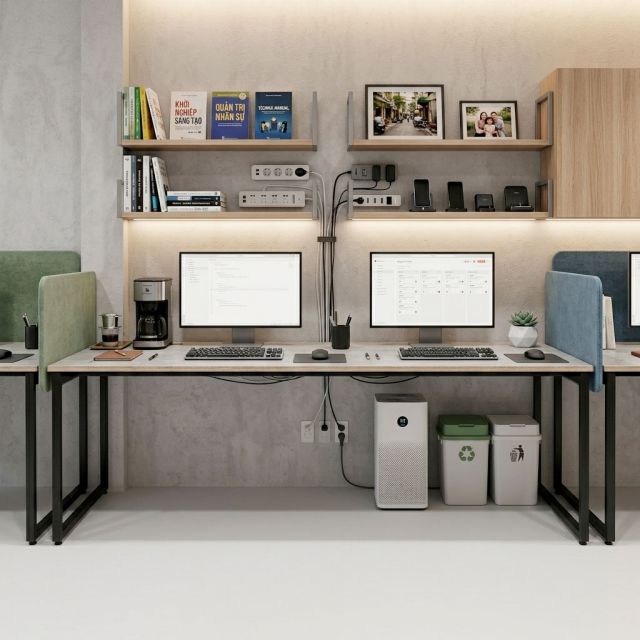 Bàn cụm 2 người 230x70cm gỗ plywood hệ Slean HBSL051