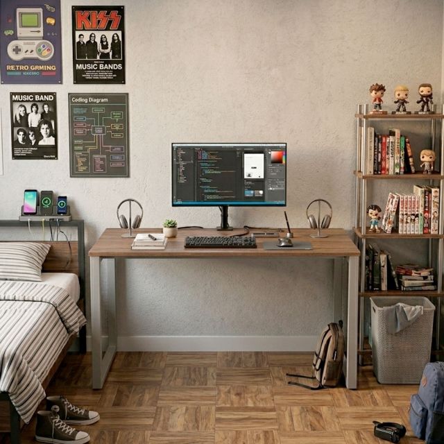 Bàn làm việc có hộp điện 140x70cm gỗ plywood ZD044