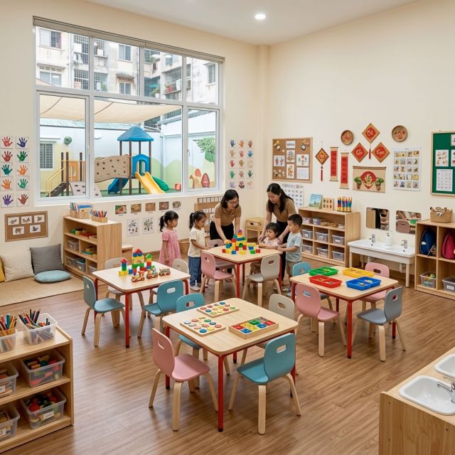 Bộ bàn ghế mầm non nhiều màu KGD050