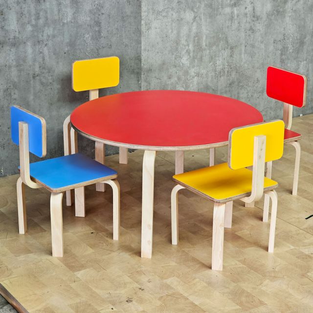 Bộ bàn ghế mầm non gỗ plywood nhiều màu KGD048
