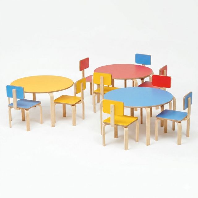 Bộ bàn ghế mầm non gỗ plywood nhiều màu KGD048