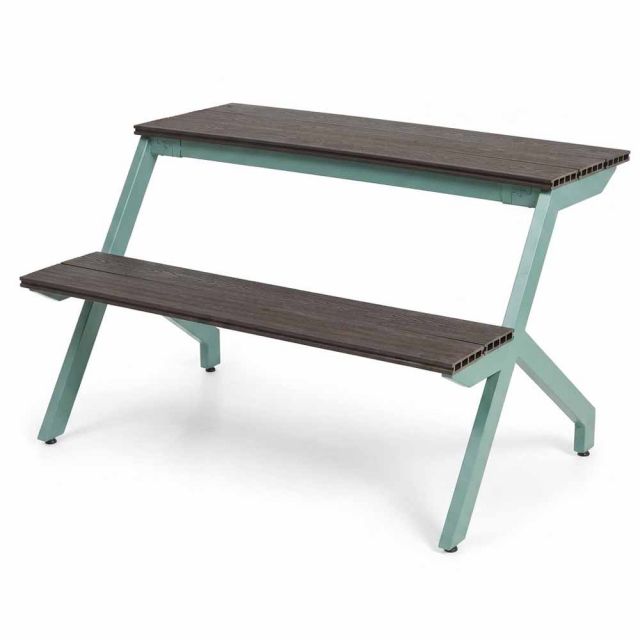 Ghế băng dài 120x80x75cm nhựa giả gỗ khung sắt GNT008