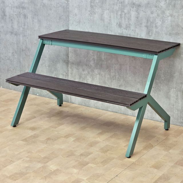 Ghế băng dài 120x80x75cm nhựa giả gỗ khung sắt GNT008