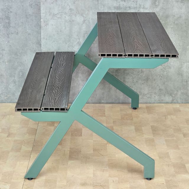 Combo 2 ghế băng liền bàn gỗ cao su 4 người ngồi GBD080