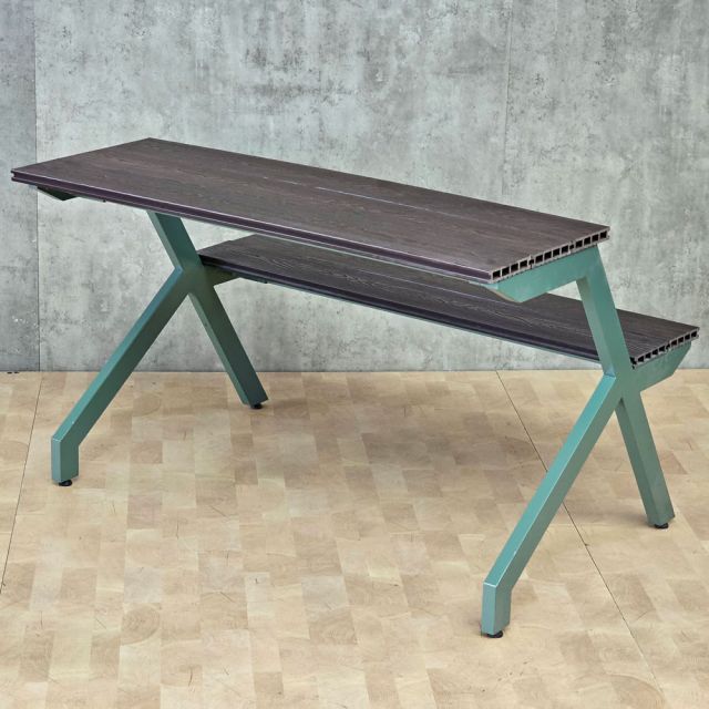 Ghế băng dài 120x80x75cm nhựa giả gỗ khung sắt GNT008