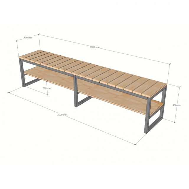 Ghế băng dài 200x40x45cm gỗ cao su GBD078